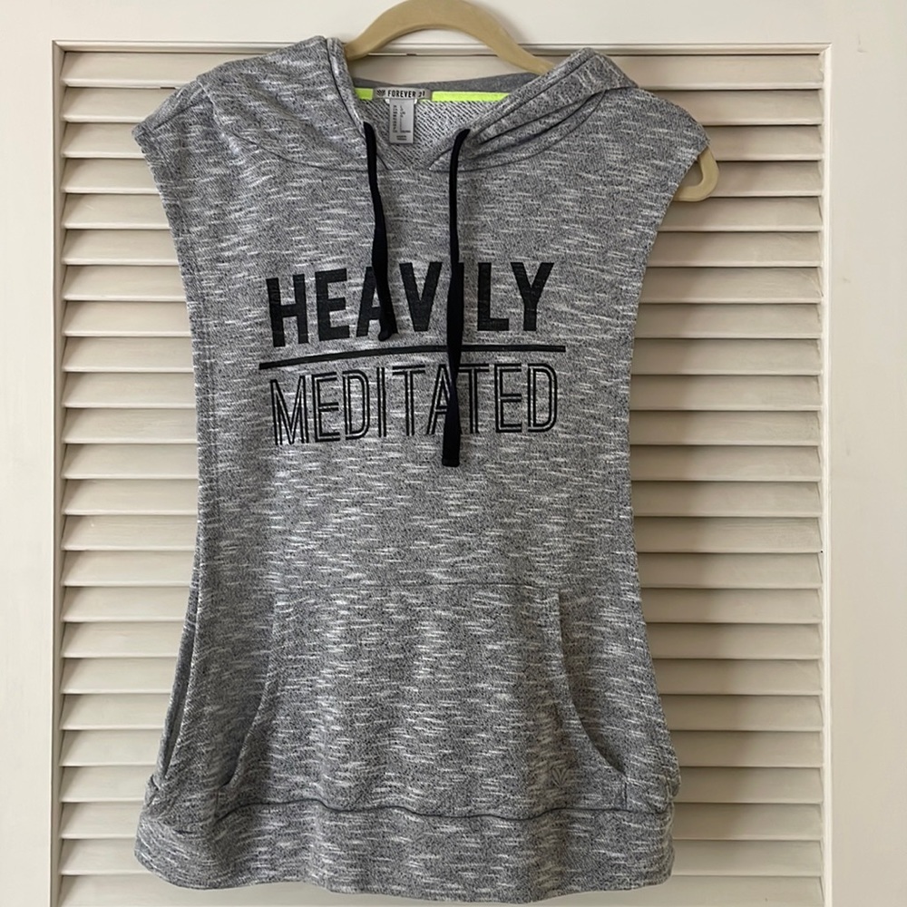 Yoga sleeveless hoodie “Heavily meditated”